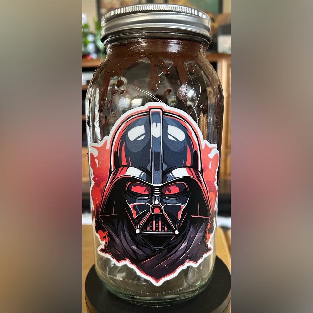 MOVIE FANDOM/THEMED 64oz JAR + 14’ OF RED FAIRY-LIGHTS/PAINTED/HANDMADE - Picture 4 of 8